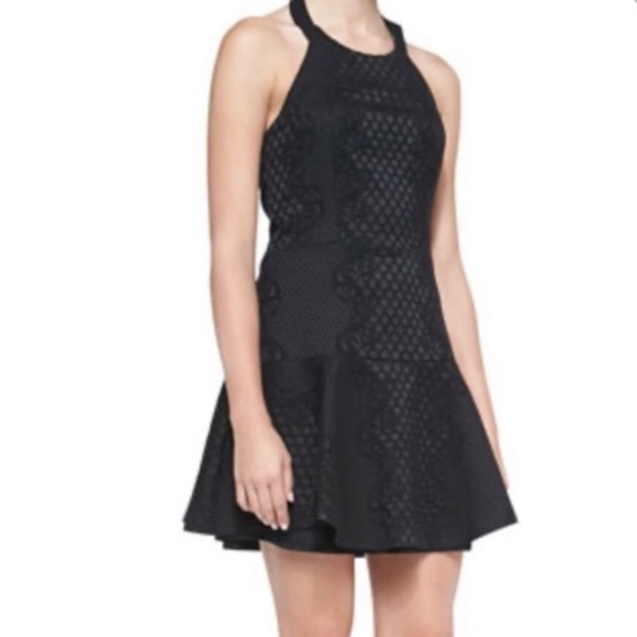 PARKER BLACK SLEEVELESS LEONA HALTER PARTY COCKTAIL FORMAL DRESS WOMENS SZ XS - Picture 1 of 8